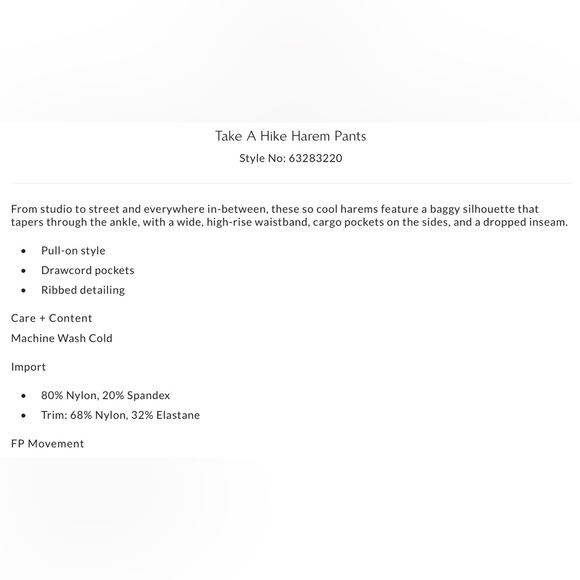 NWOT Free People Movement Small Take a Hike Harem Pants Green $128 Retail New - Picture 7 of 7